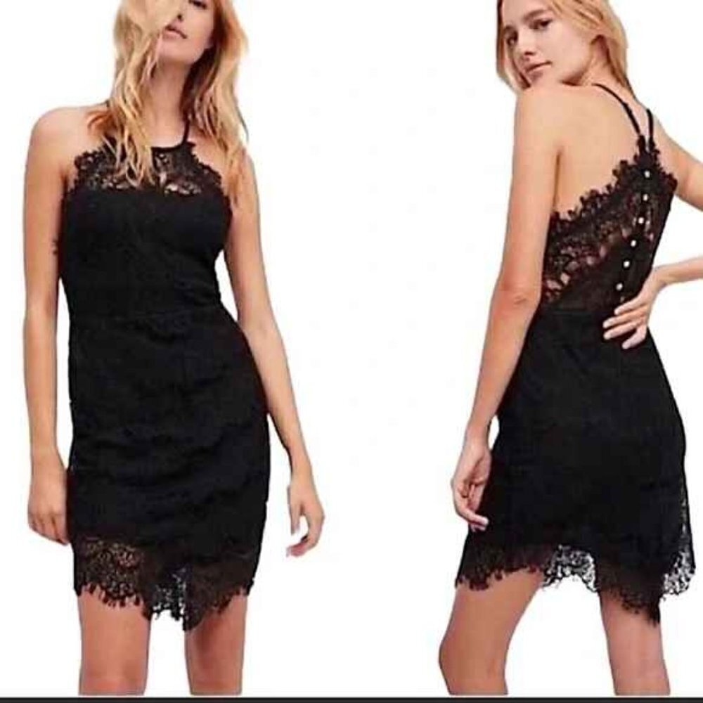 Free People Intimately She's Got It Lace Romper Black XS Boho Fairy Whimsigoth